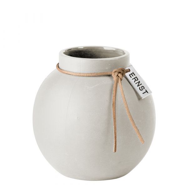 Runde Vase aus Keramik - weiß 14 cm