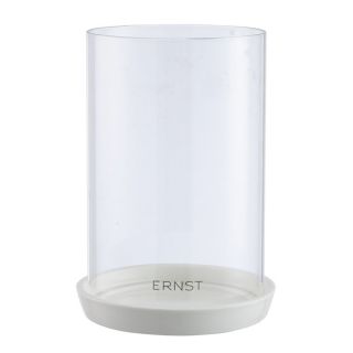 Kerzenhalter mit Glaszylinder - groß weiß