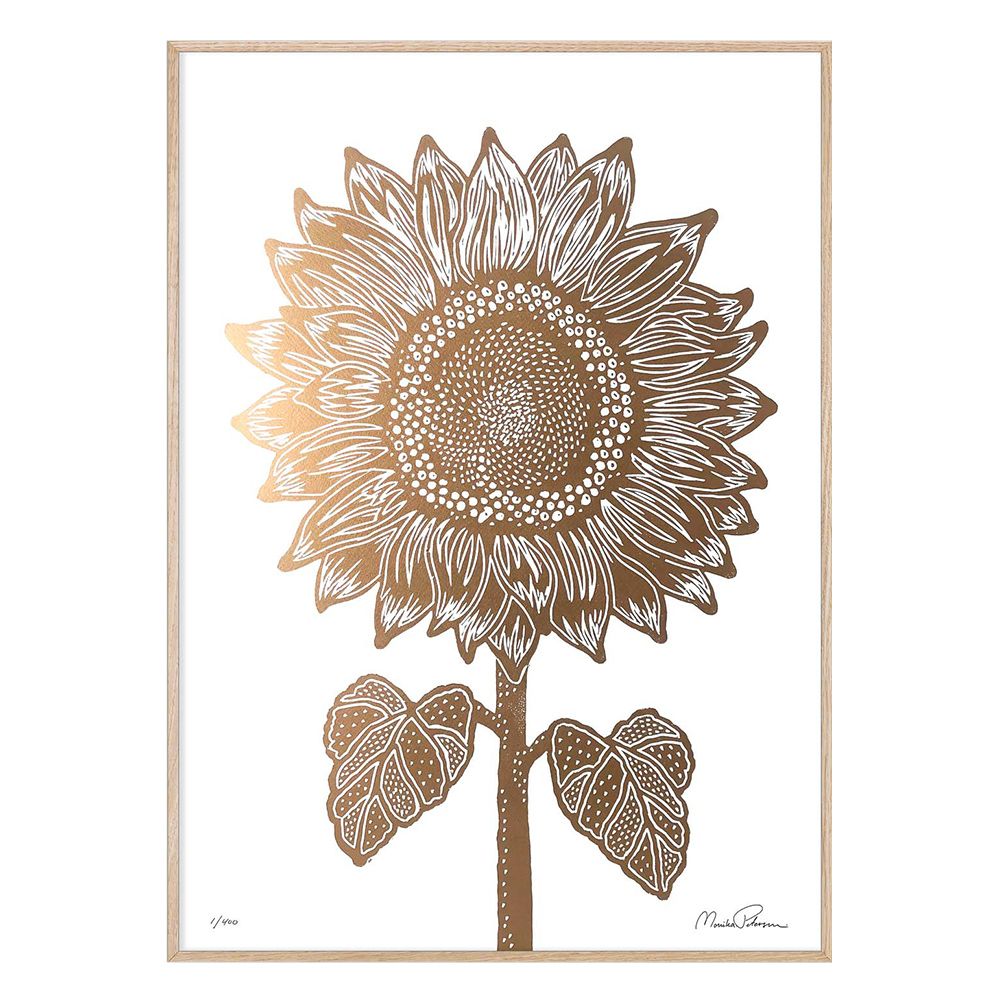Druck Sonnenblume - gold/weiß 50 × 70 cm