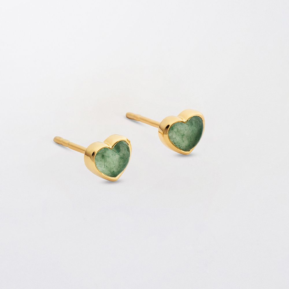 Ohrringe La La Love Stud - gold green jade