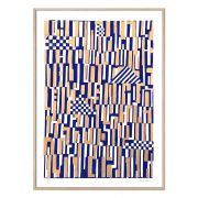 Druck Muster - gold/blau/weiß 50 x 70 cm
