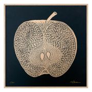 Druck Offener Apfel - gold/schwarz 30 x 30 cm