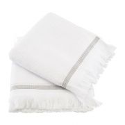 Handtücher weiß mit grauen Streifen - 50 x 100 cm 2er Set