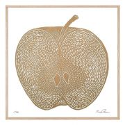 Druck Offener Apfel - gold/weiß 30 x 30 cm