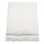 Handtuch - weiß mit grauen Streifen 180 x 100 cm
