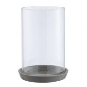 Kerzenhalter mit Glaszylinder - groß grau
