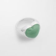 Ring La La Love Big Heart mit Green Jade - silber