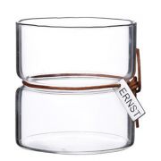 Vase/Kerzenglas mit Lederband - h 8,5 cm